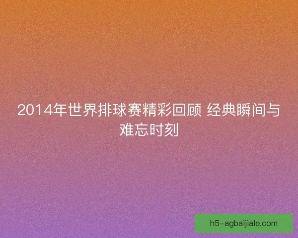 2014年世界排球赛精彩回顾 经典瞬间与难忘时刻