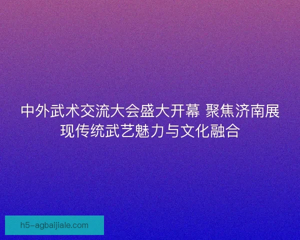 中外武术交流大会盛大开幕 聚焦济南展现传统武艺魅力与文化融合
